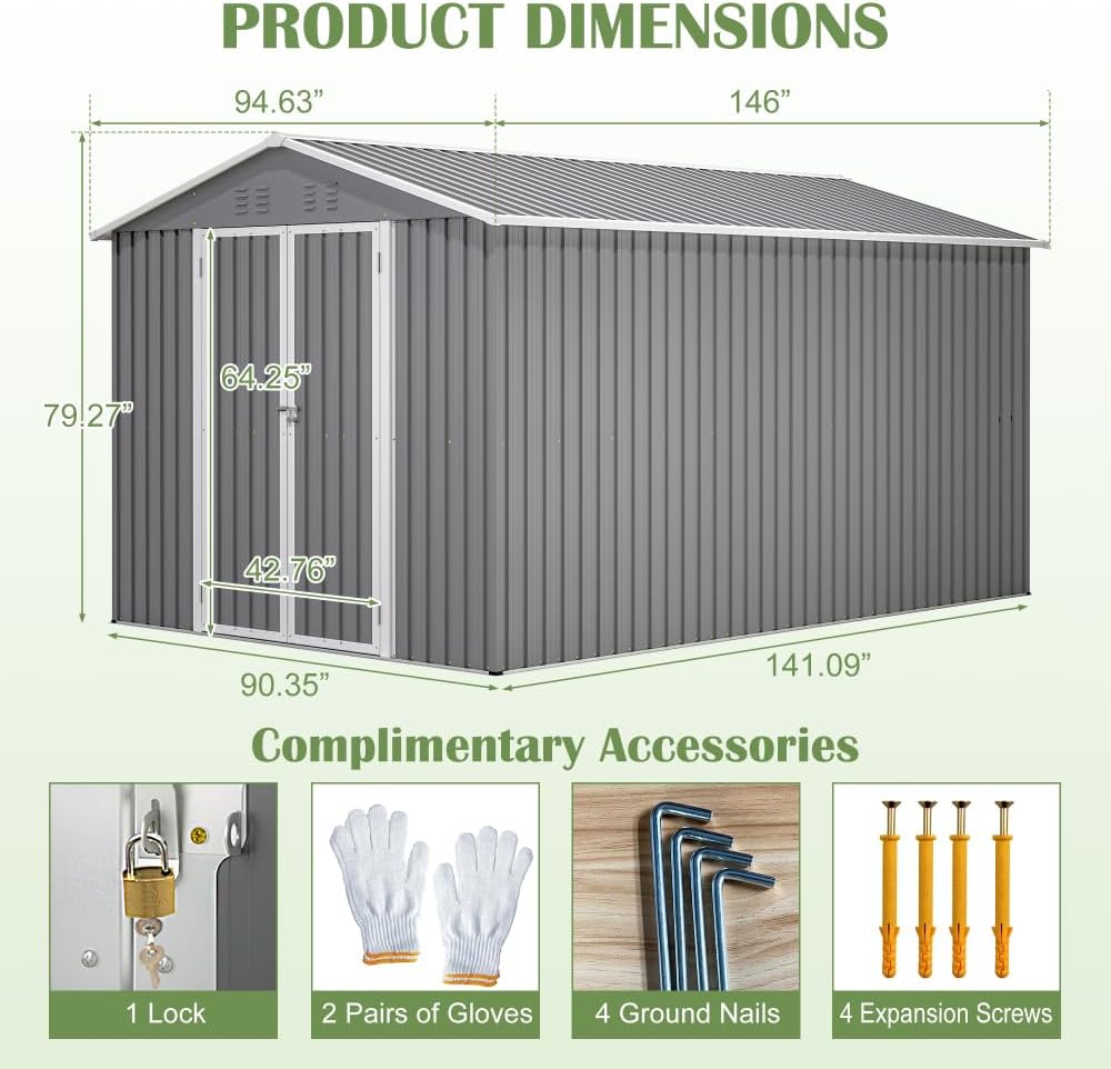 buy Elountik 8x12 metal shed,Elountik shed worth buying,8x12 metal shed pros cons,best large outdoor storage shed,should I buy an Elountik shed,Elountik vs other metal sheds unboxing and complete package contents