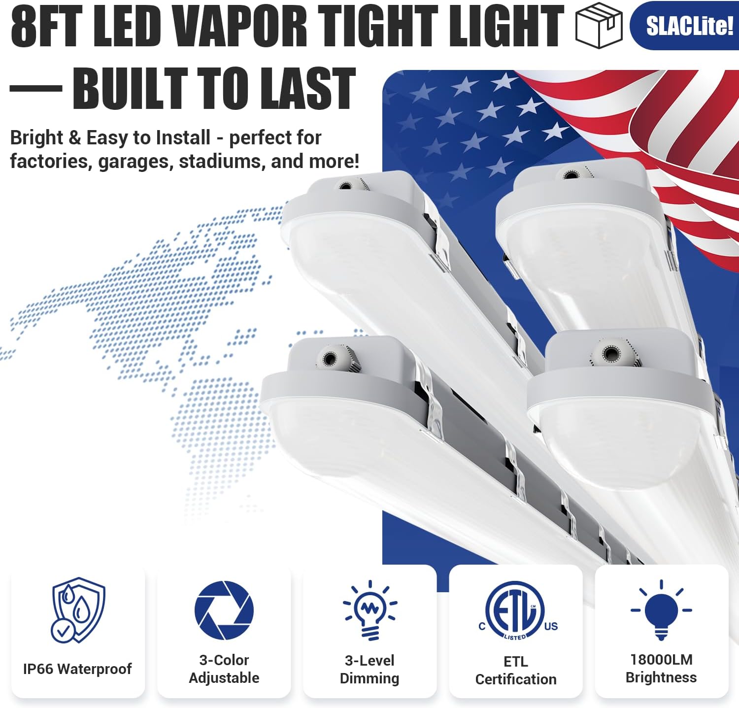 buy SLAclite 8ft LED vapor tight light,SLAclite 8ft vapor proof light worth buying,best 8ft LED shop light for garage,SLAclite 8ft light pros and cons,8ft vapor tight light vs alternatives,should I buy SLAclite 8ft LED fixture unboxing and complete package contents