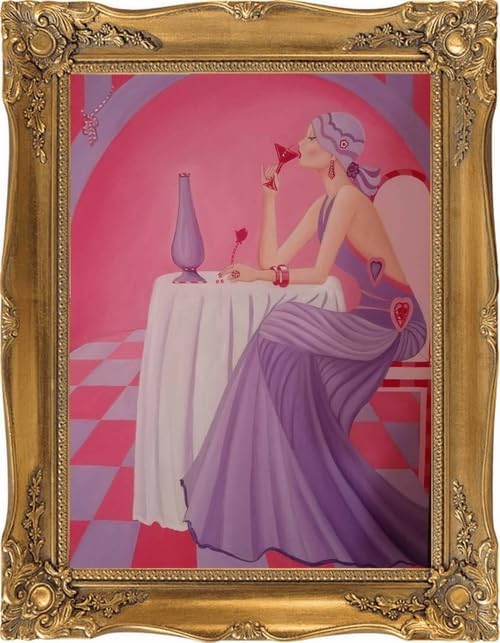 The Sharon Tatem painting displayed in a real home environment, testing its visual impact and decor integration - key for best original Art Deco paintings evaluation