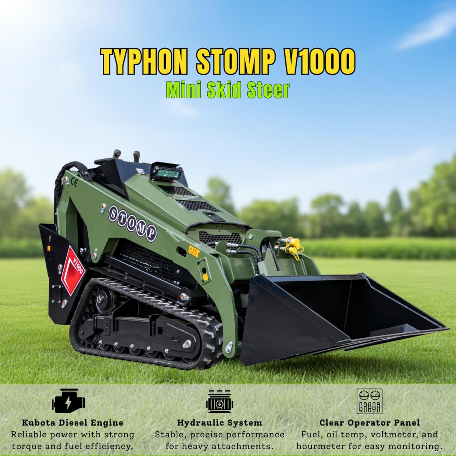buy TYPHON STOMP V1000 skid steer,TYPHON STOMP V1000 worth it,TYPHON STOMP V1000 pros cons,best compact diesel skid steer,TYPHON STOMP V1000 vs alternatives,should I buy a TYPHON STOMP V1000 unboxing and complete package contents