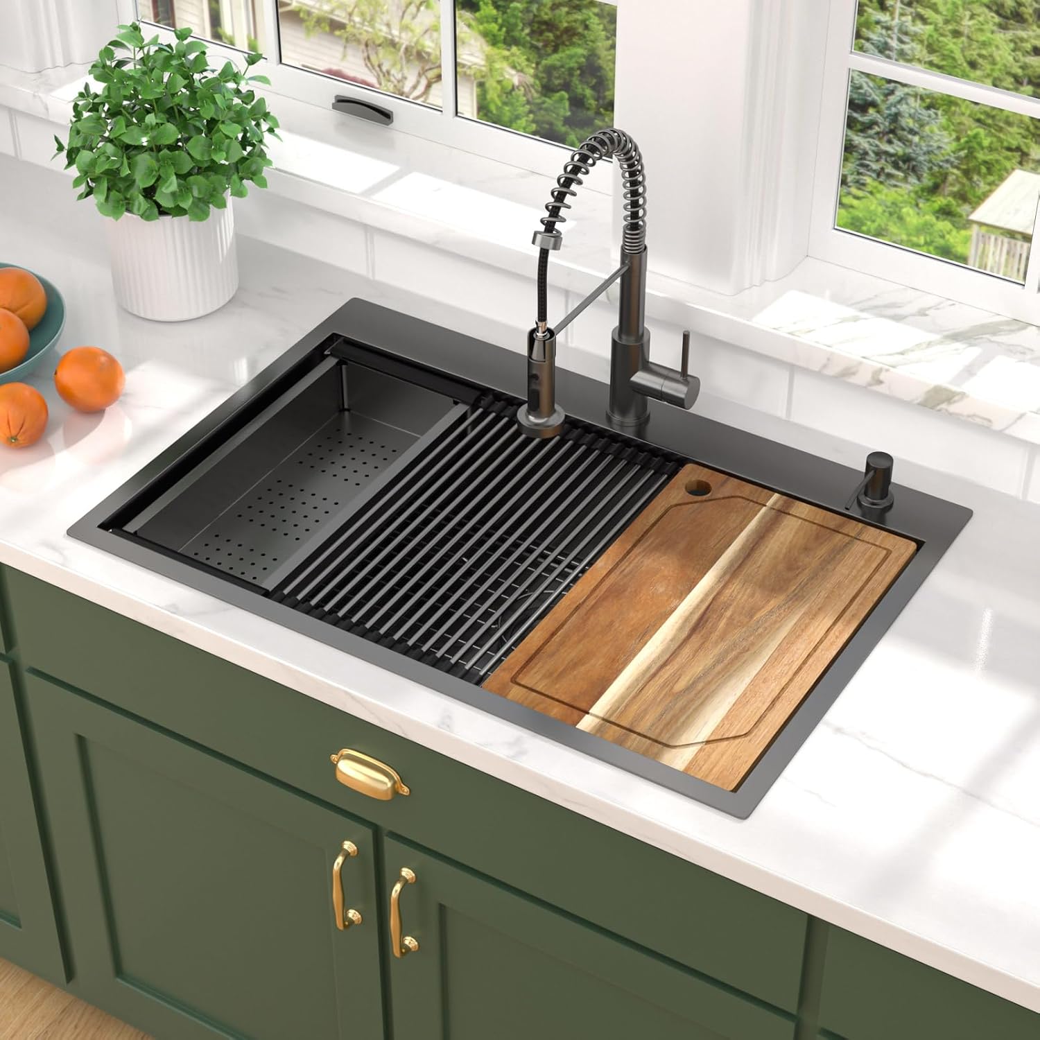 buy Talllor 33x22 drop in sink,Talllor 33x22 sink worth buying,best drop in kitchen sink workstation,Talllor gunmetal black sink pros cons,should I buy a Talllor workstation sink,drop in sink with faucet combo unboxing and complete package contents