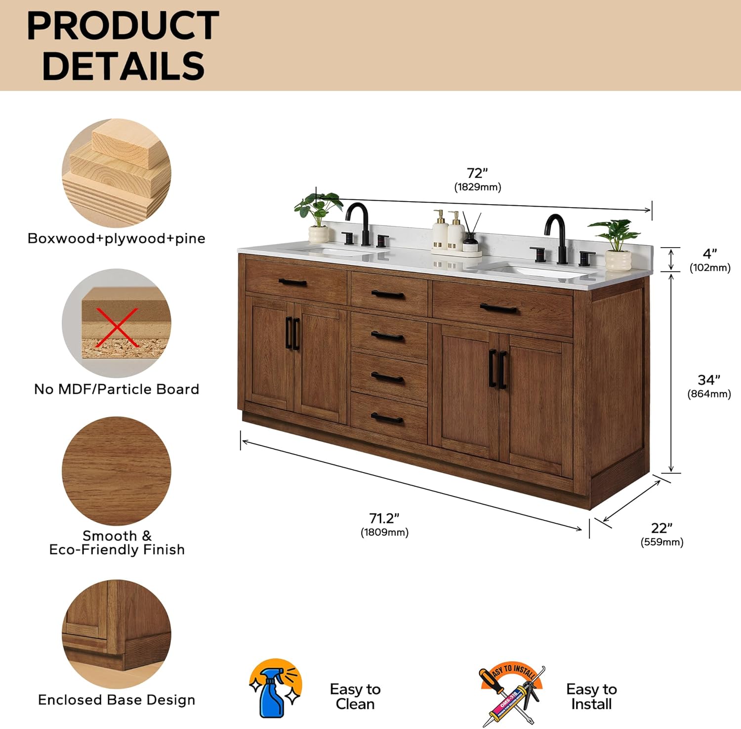 buy XWNE 72-inch bathroom vanity,XWNE 72-inch vanity worth buying,best 72-inch double sink vanity,72-inch dark walnut vanity pros cons,XWNE bathroom vanity honest opinion,72-inch vanity vs other brands unboxing and complete package contents