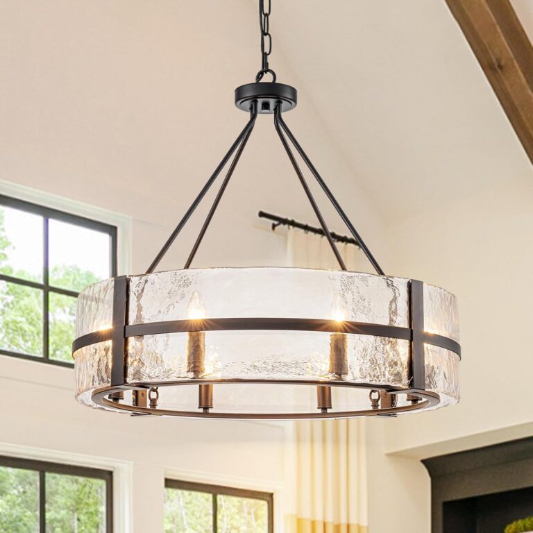 Image 1 of buy black glass drum chandelier