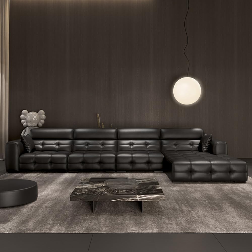 Step-by-step assembly and setup guide for the buy black leather L-shaped sofa,black leather L-shaped sofa worth buying,best large leather sectional sofa,Italian leather sofa pros cons,solid wood frame sofa vs alternatives,should I buy a RAYFOKPK sofa