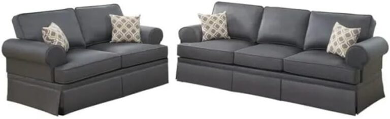 Image 1 of buy charcoal glossy polyfiber sofa set