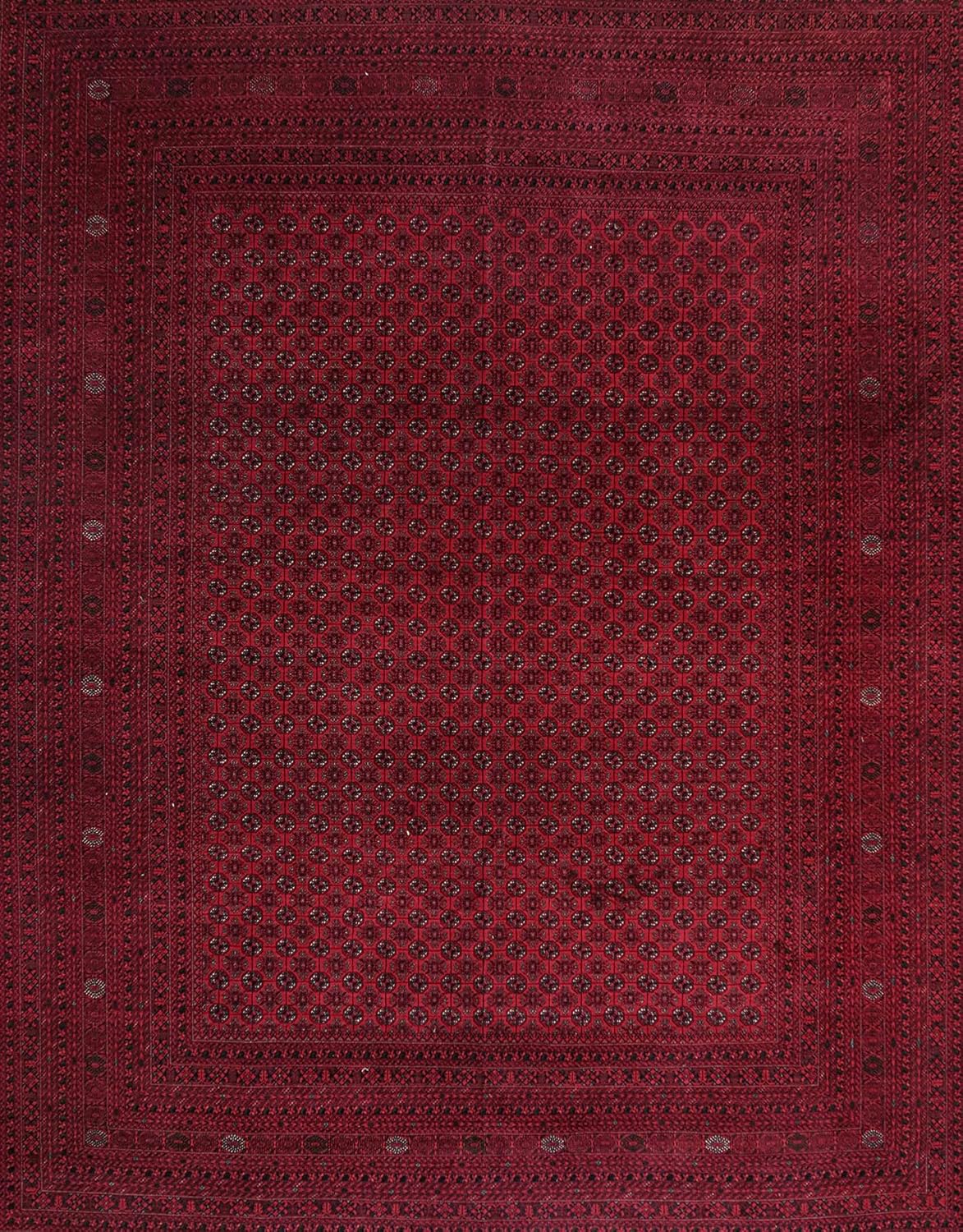 Real-world performance testing of the Afghan silk rug in a furnished room, evaluating its pros and cons in daily use
