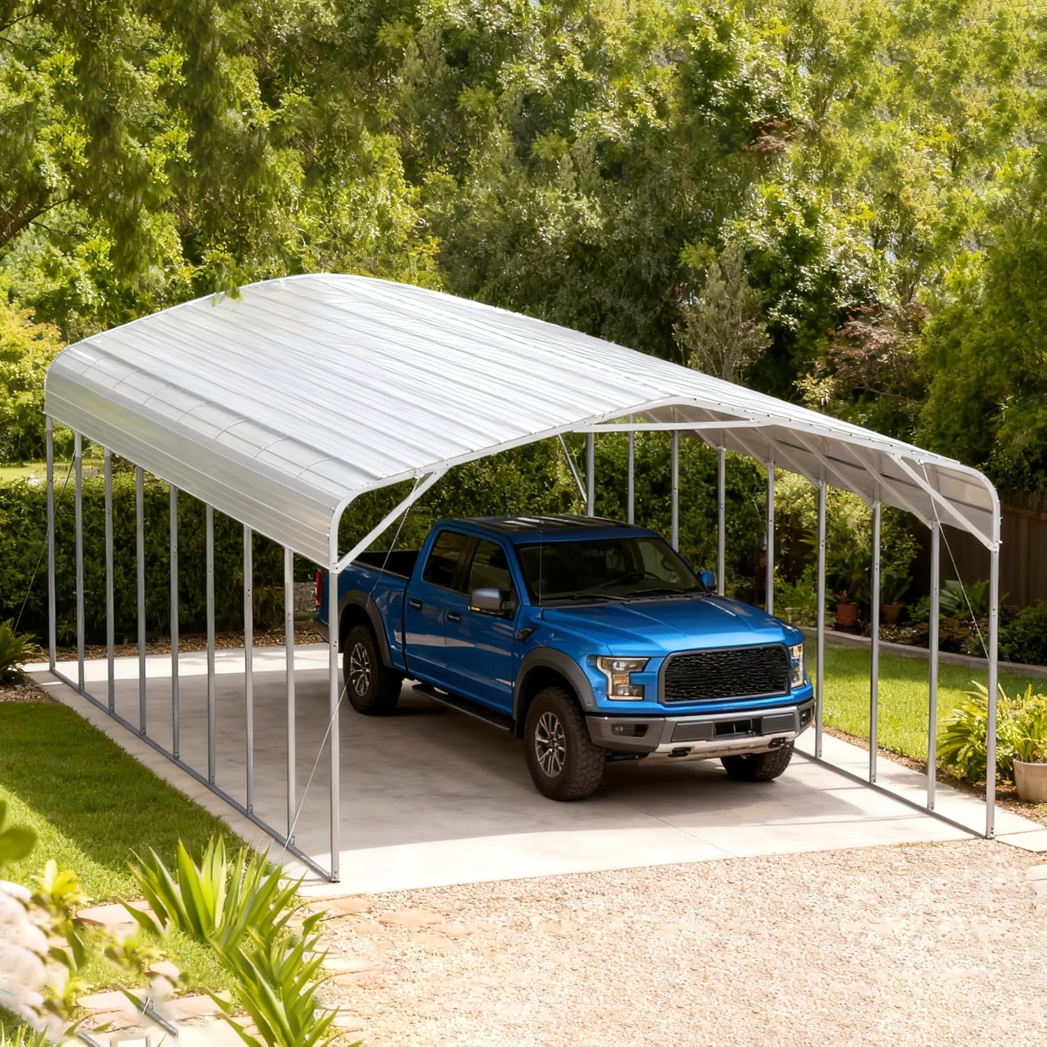buy heavy duty metal carport garage,should I buy a steel carport garage,heavy duty carport vs portable garage,large double car canopy pros and cons,best metal vehicle shelter for RV storage,heavy duty carport worth buying unboxing and complete package contents