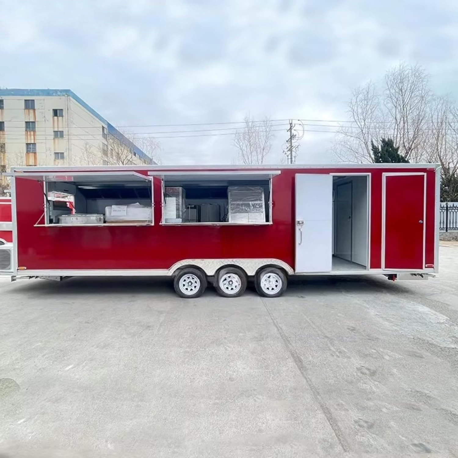 Interior view showcasing the complete compliant kitchen of this buy mobile food truck,mobile food truck worth buying,best mobile food truck for sale,mobile food truck pros and cons,should I buy a food truck,mobile food truck vs food trailer