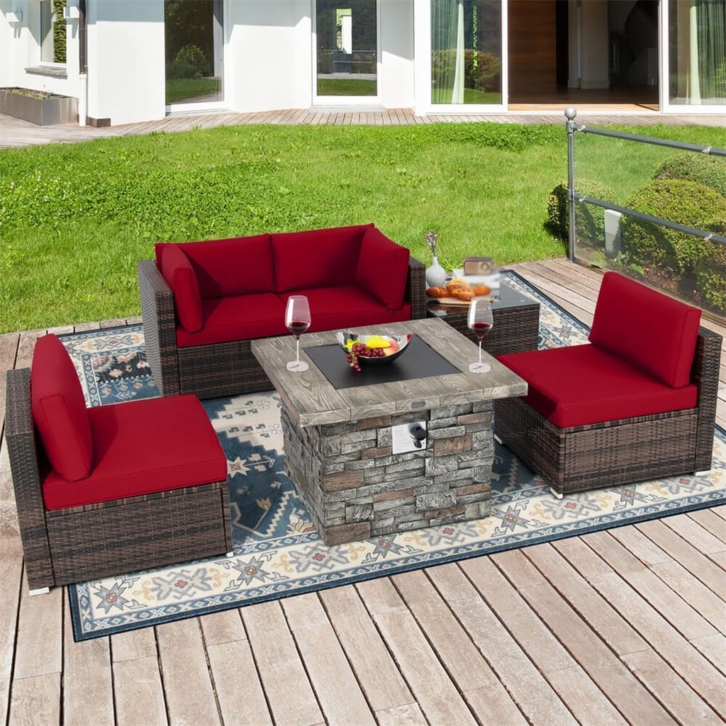 buy patio wicker furniture set,patio wicker set worth buying,best outdoor furniture set,patio furniture pros cons,should I buy a fire pit table set,wicker furniture set vs alternatives unboxing and complete package contents