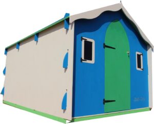 Image 1 of colorful wooden tent