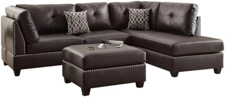 Image 1 of faux leather reversible sectional sofa