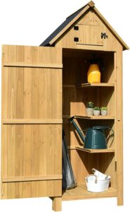 Image 1 of wooden outdoor storage shed with top independent space