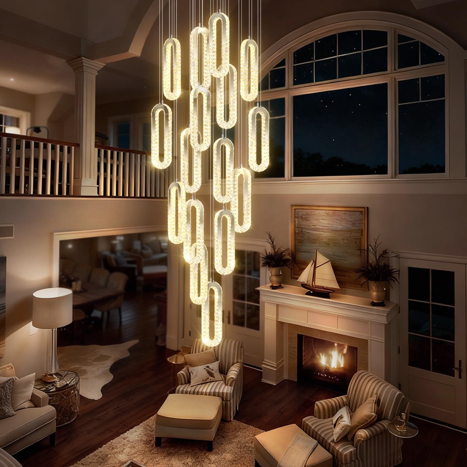 ykolupty H138 chandelier worth buying,should I buy ykolupty H138,ykolupty H138 pros cons,best high ceiling crystal chandelier,ykolupty H138 vs alternatives,modern oval ring chandelier honest unboxing and complete package contents