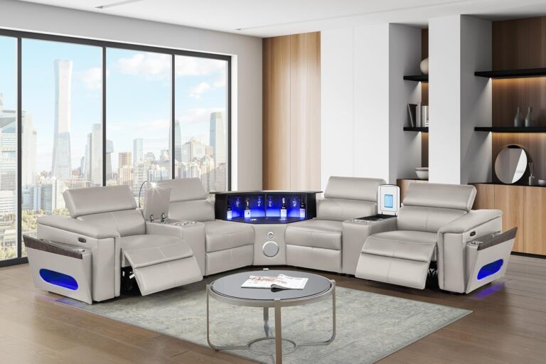 Image 1 of sectional with fridge and speaker review